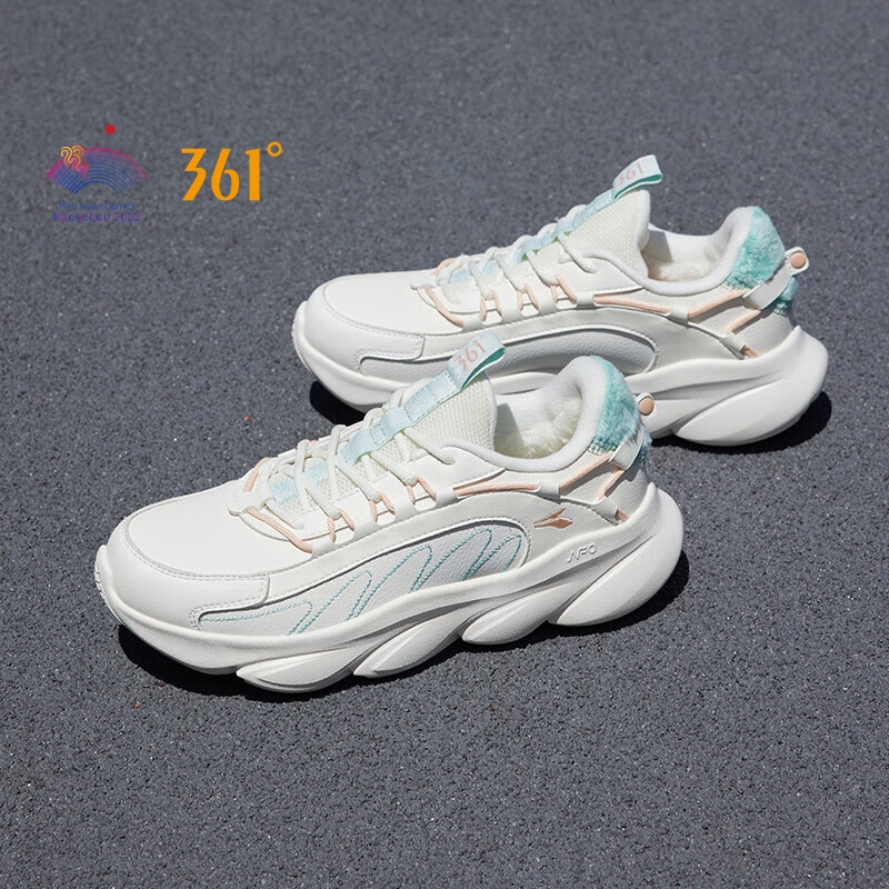 361 องศา Enchanted ผู้หญิงรองเท้าวิ่ง Plus ขนสัตว์ผ้าฝ้าย Shock Absorption Non-Slip 682342203แฟน