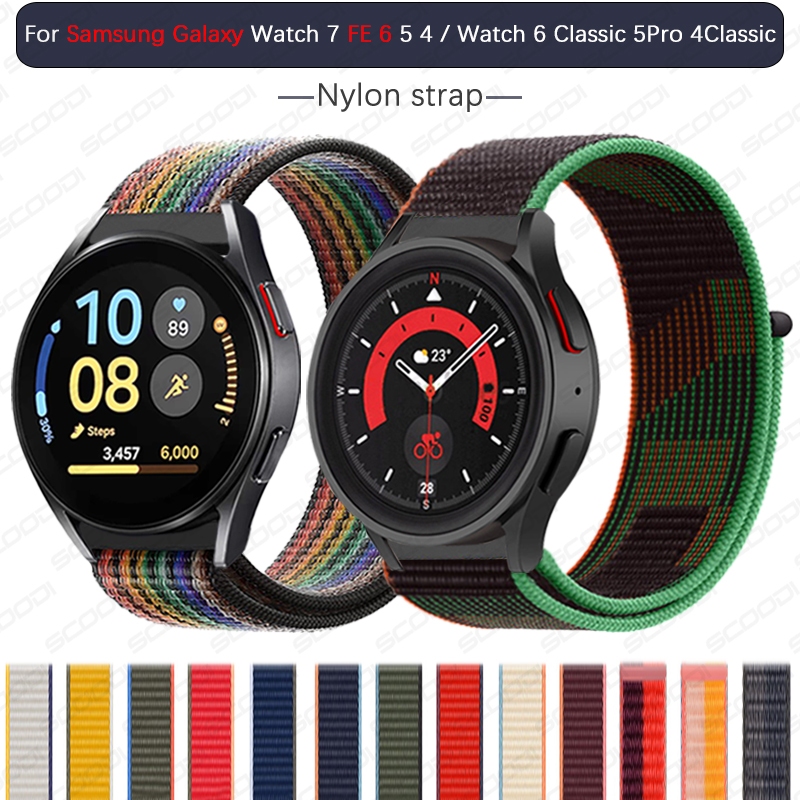 ไนลอนห่วงทอสําหรับ Samsung Galaxy Watch 7 FE 6 5 4/นาฬิกา 6 คลาสสิก 5Pro 4Classic สมาร์ทนาฬิกาสร้อยข้อมือ