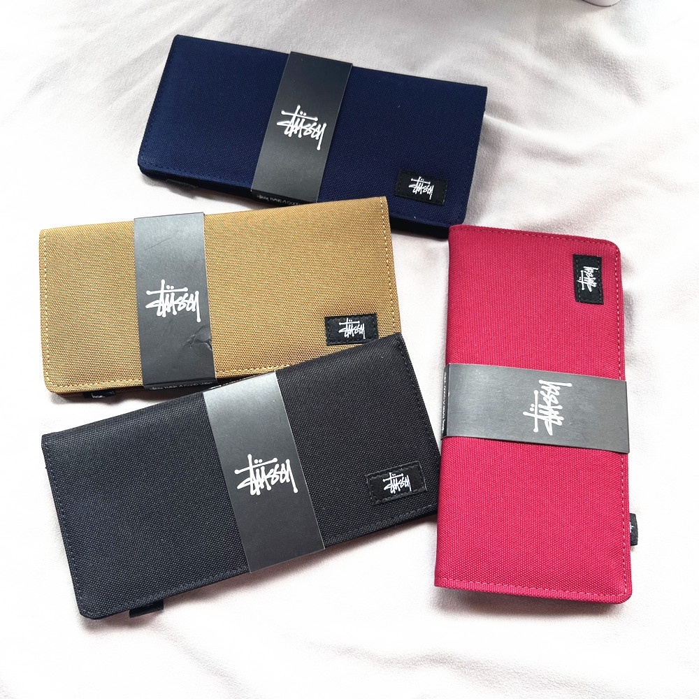 👍 พร้อมส่ง+COD👍STUSSY กระเป๋าสตางค์ ใบยาว ใส่บัตรได้ สีดํา เหมาะกับของขวัญวันเกิด วันวาเลนไทน์ สําหร