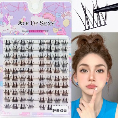 ผู้มีชื่อเสียงทางอินเทอร์เน็ต 10 แถวของความจุขนาดใหญ่ขี้เกียจสองชี้ปีศาจน้อยขนตาปลอมธรรมชาติขนตาการ์ตูน