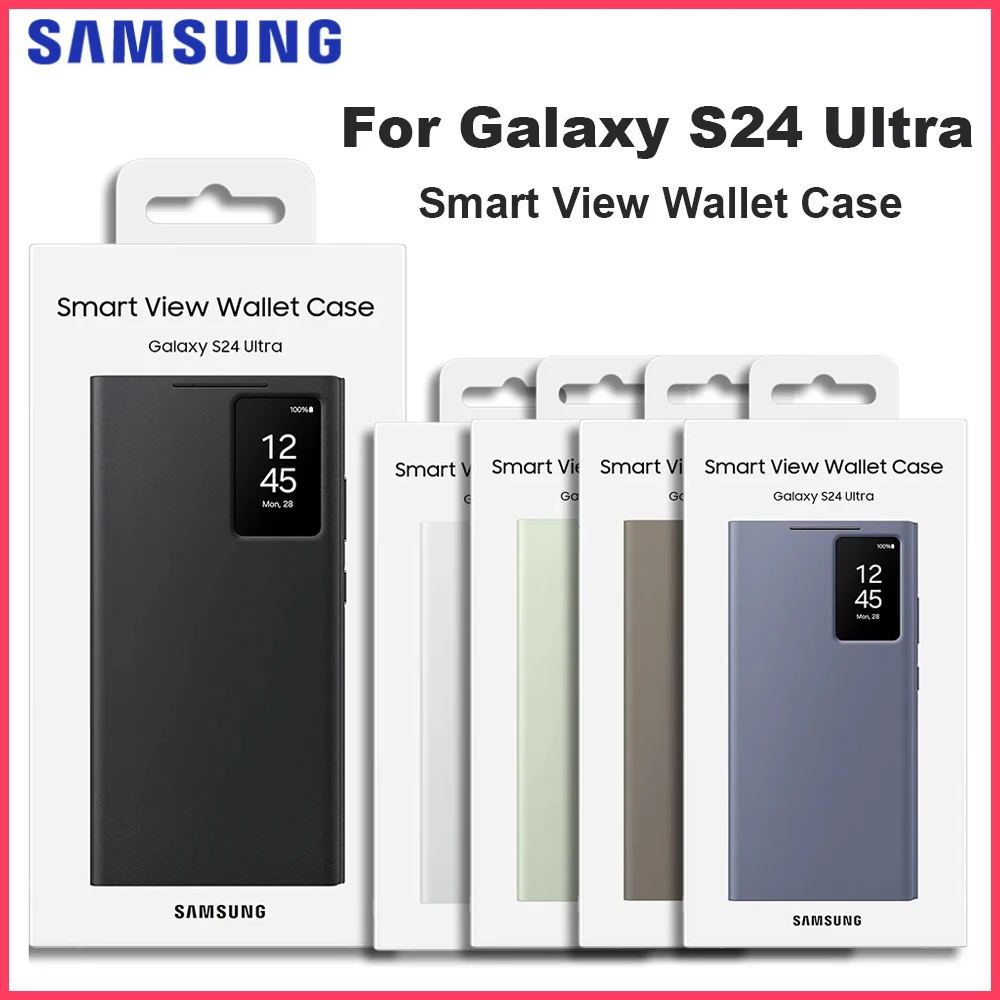 Original Smart View กระเป๋าสตางค์สําหรับ Samsung Galaxy S24 Ultra SM-S928B สมาร์ทดูเคสโทรศัพท์ฝาครอบ