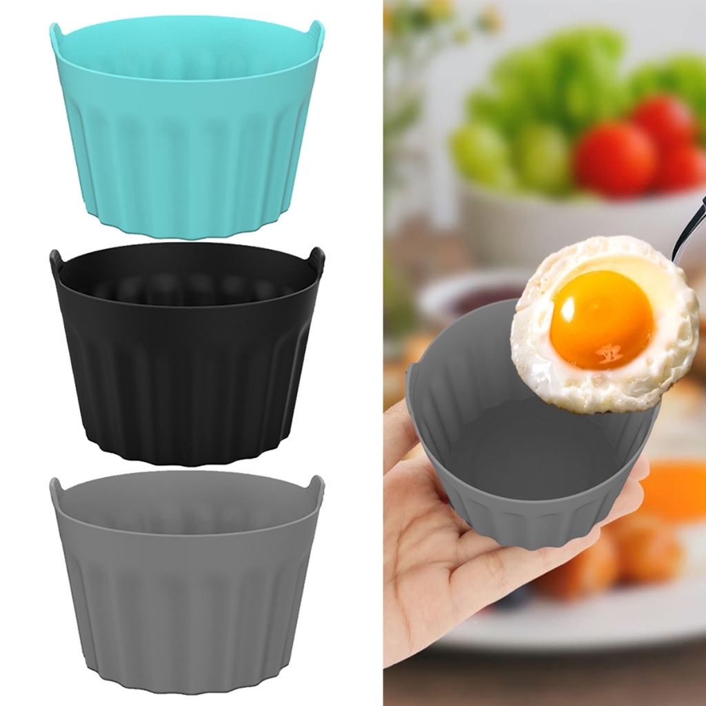 3 ชิ้น Air Fryer ไข่ Poacher Moulds ซิลิโคน Liners หม้อ Ramekins สําหรับ Air Fryer เค้ก Baking Tart พุดดิ้ง Mould
