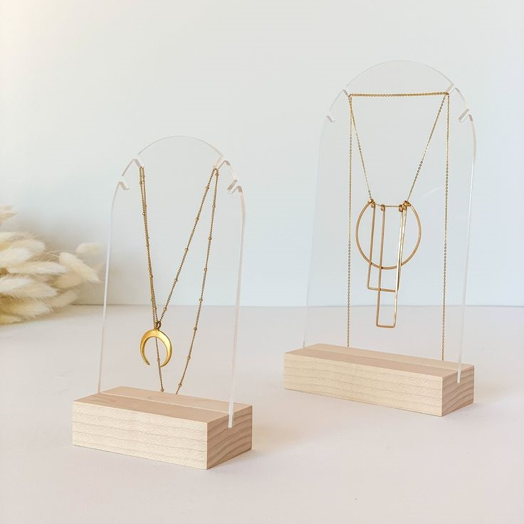 สร้อยคออะคริลิยืนแสดงผู้ถือ Jewellery Organizer เครื่องประดับบรรจุภัณฑ์จอแสดงผล Photo Props transpant Organizer