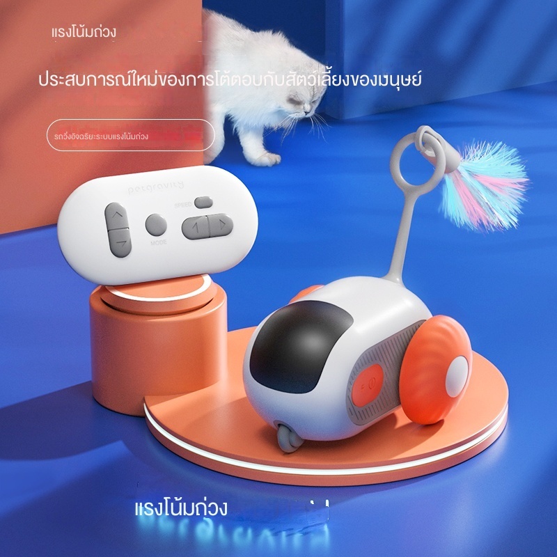 ของเล่นสัตว์เลี้ยง แมว ของเล่นขนนกไฟฟ้าอัตโนมัติ ชาร์จ USB พร้อมรีโมตคอนโทรล #Z008