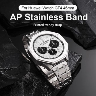 สายสแตนเลส + สําหรับ Huawei นาฬิกา GT4 46 มม.นาฬิกา 4 Pro Ultimate Watchband โลหะพับ Clasp Band สําหรับ Huawei นาฬิกา 3 Pro GT2 GT3 Pro 46 มม.GT3 SE GT 2E อุปกรณ์เสริม