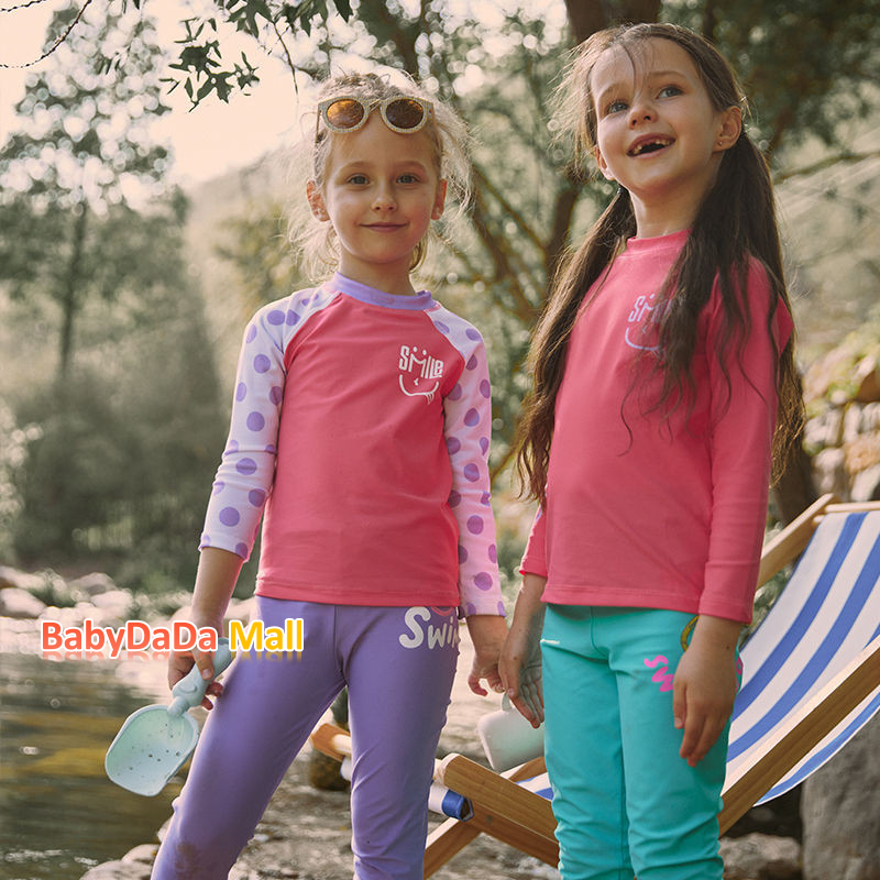 ชุดว่ายน้ําเด็กผู้หญิงเด็กชายแยกครีมกันแดด Quick-Drying Long-Sleeved Long S