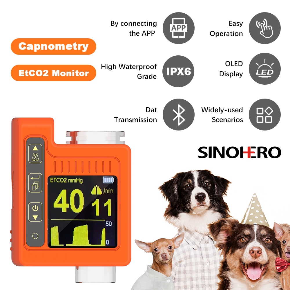 M1 มือถือ Veterinary Capnograph ETCO2 Monitor Capnoography ETCO2 Monitor Sensor รถพยาบาล Capnogragh 