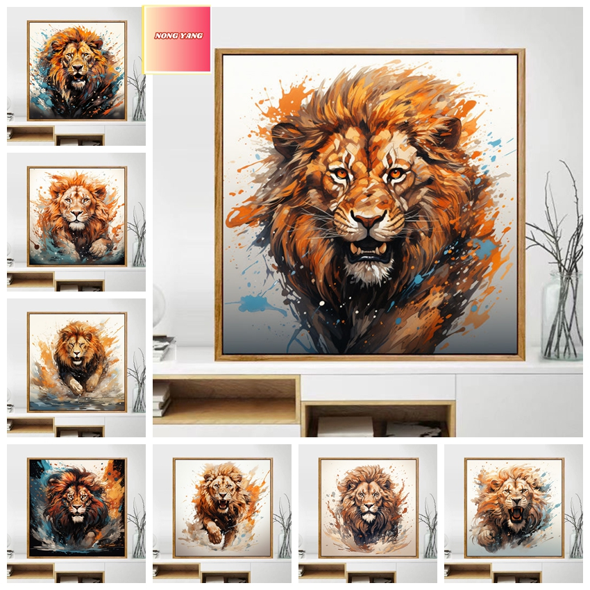 Nong Yang-30*40cm/40*50cm-ระบายสีตามตัวเลข-Lion King diy ภาพวาดสีน้ํามันดิจิตอลมือวาดมือวาดสีภาพวาดส