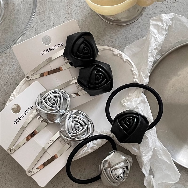 เกาหลีหนัง Rose กิ๊บติดผมผู้หญิงสีเงิน ins ของขวัญวันเกิดนักเรียน