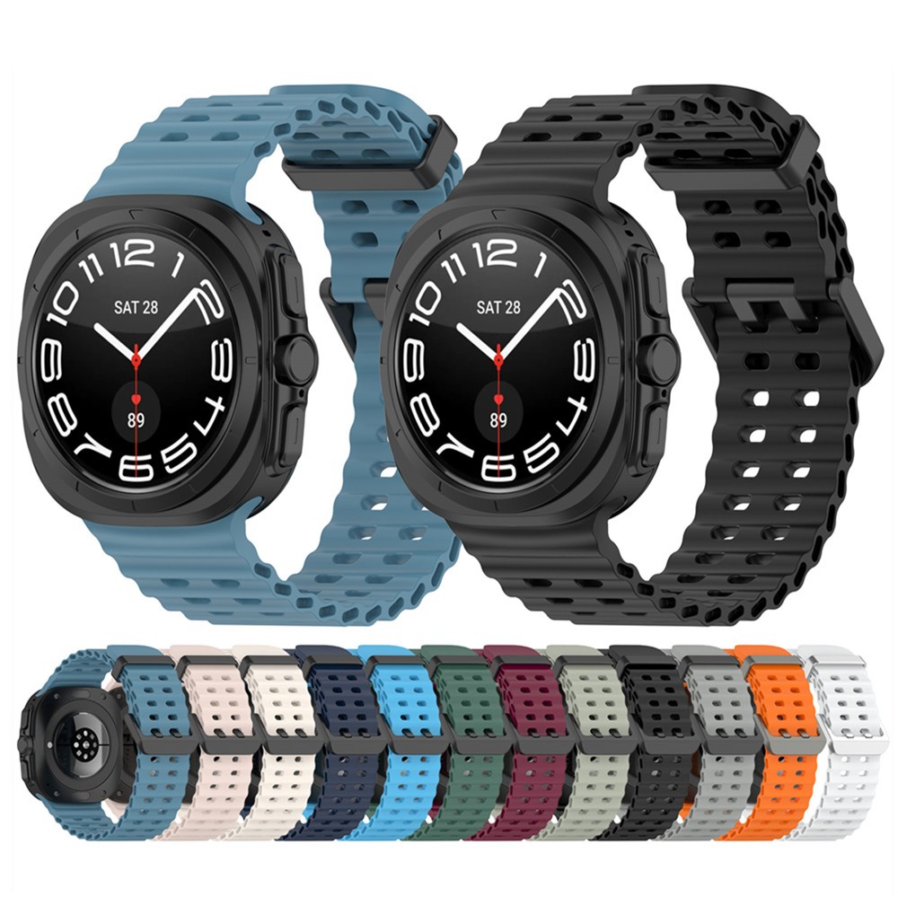 สายรัดซิลิโคนสําหรับ Samsung Galaxy Watch Ultra 47 มม. อุปกรณ์เสริมสายรัดข้อมือกีฬาวงมหาสมุทร