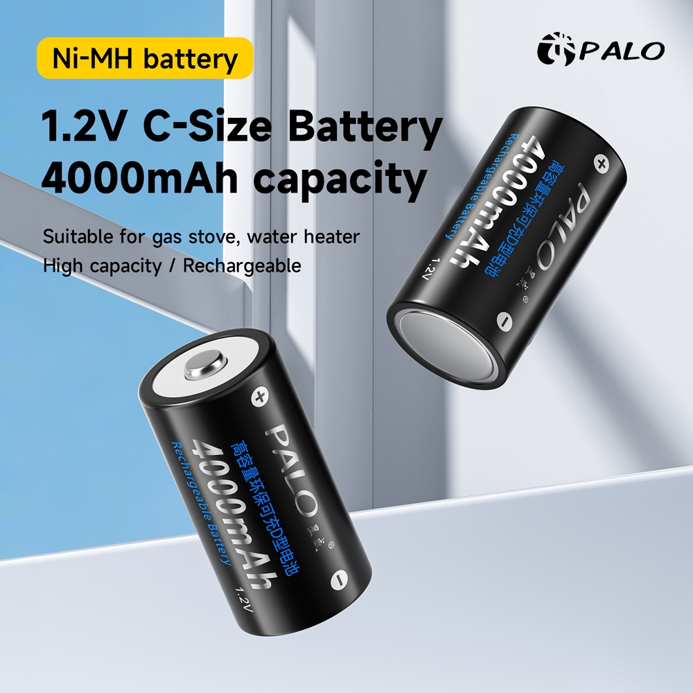 Palo 1.2V แบตเตอรี่ C ขนาด 4000mAh แบตเตอรี่ Ni-MH C แบตเตอรี่สําหรับเครื่องใช้ในบ้าน