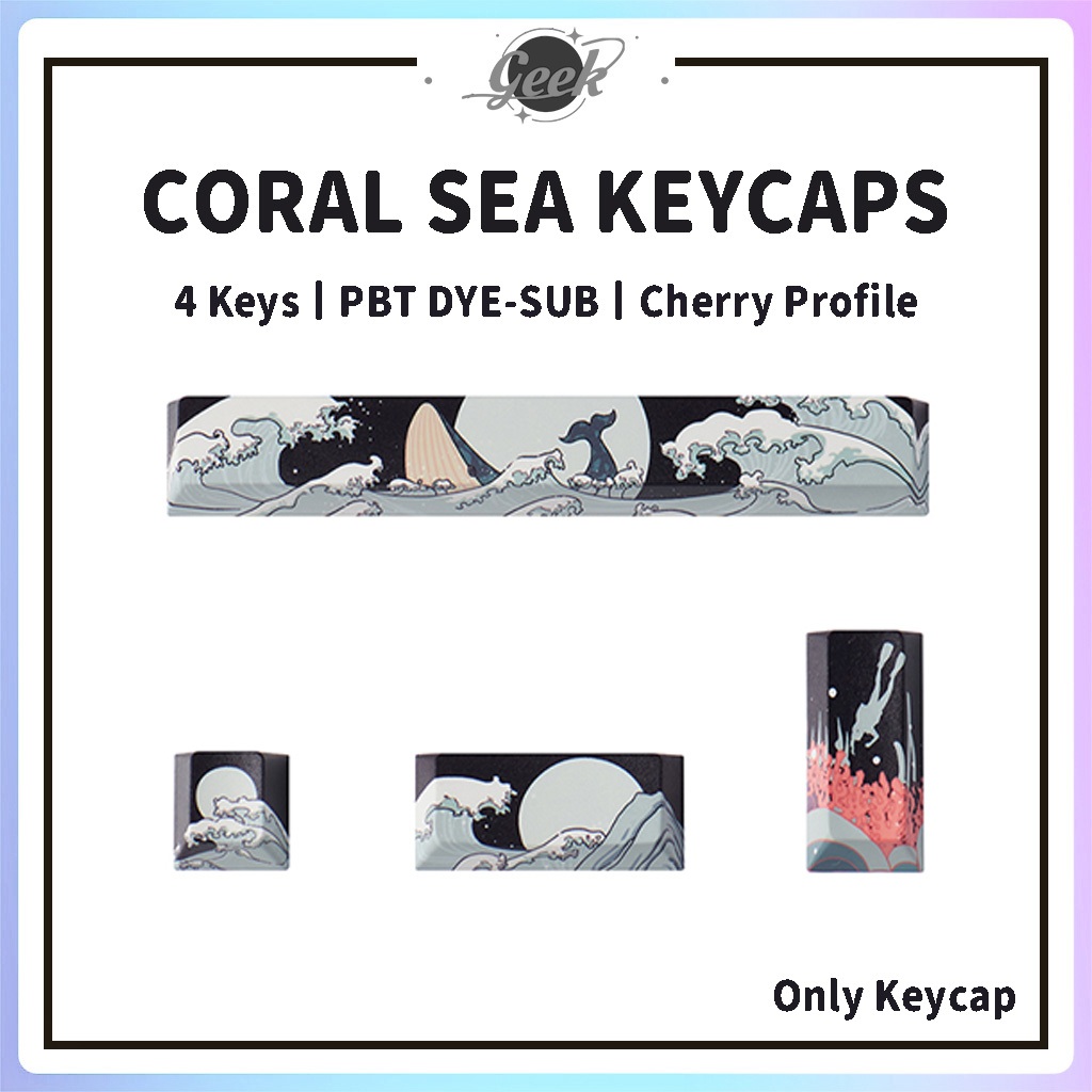 Coral Sea Keycaps PBT Dye-sub Cherry Profile Keycap Custom Keycaps ใช้งานร่วมกับ Cherry Gateron MX S