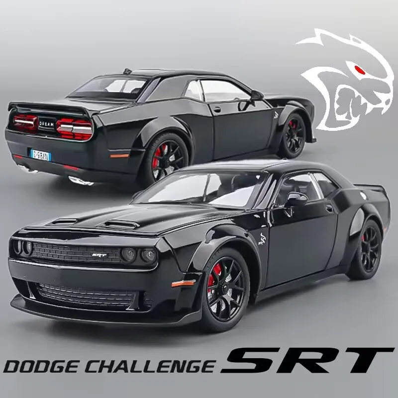 รถdiecast 1:24 Dodge Challenger SRT Hellcatของเล่นรถDiecast Racing Miniatureรุ่นเสียงและแสงดึงกลับคอลเลกชันของขวัญเด็กเด็ก