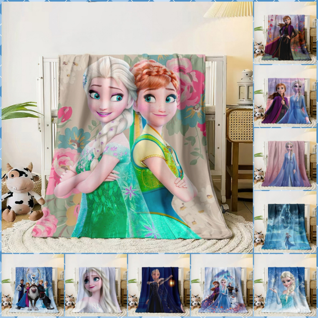 ผ้าห่มบางผ้าสักหลาดพิมพ์ลาย Frozen Elsa Princess HD ผ้าห่มโฟร์ซีซั่นสําหรับโซฟา เตียง ห้องนั่งเล่น ของขวัญผ้าห่มปิกนิก