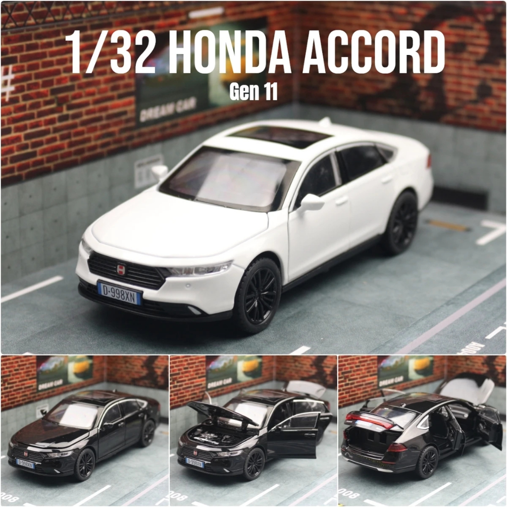 รถdiecast 1:32 ของเล่นรถจัดแต่งทรงผมHonda Accord Gen11 รุ่นDiecastของเล่นรถประตูเปิดรถบรรทุกอัตโนมัติจําลองเสียงและแสงเด็กของขวัญ
