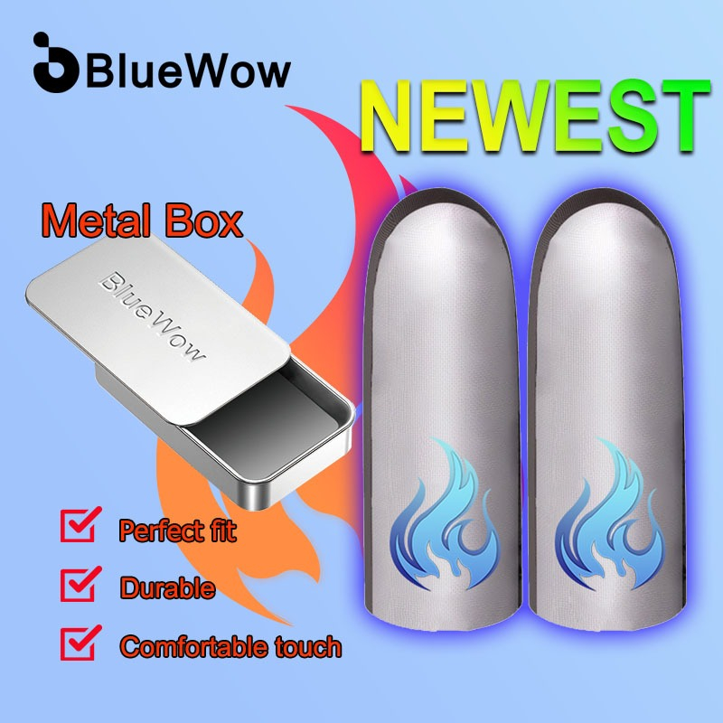 Bluewowfirenew Silver Cloth Double Hand ปลายนิ้ว Anti Slip Magic Tool Ultra-thin Silver fiber finger sleeve Anti-Sweat PUBG COD