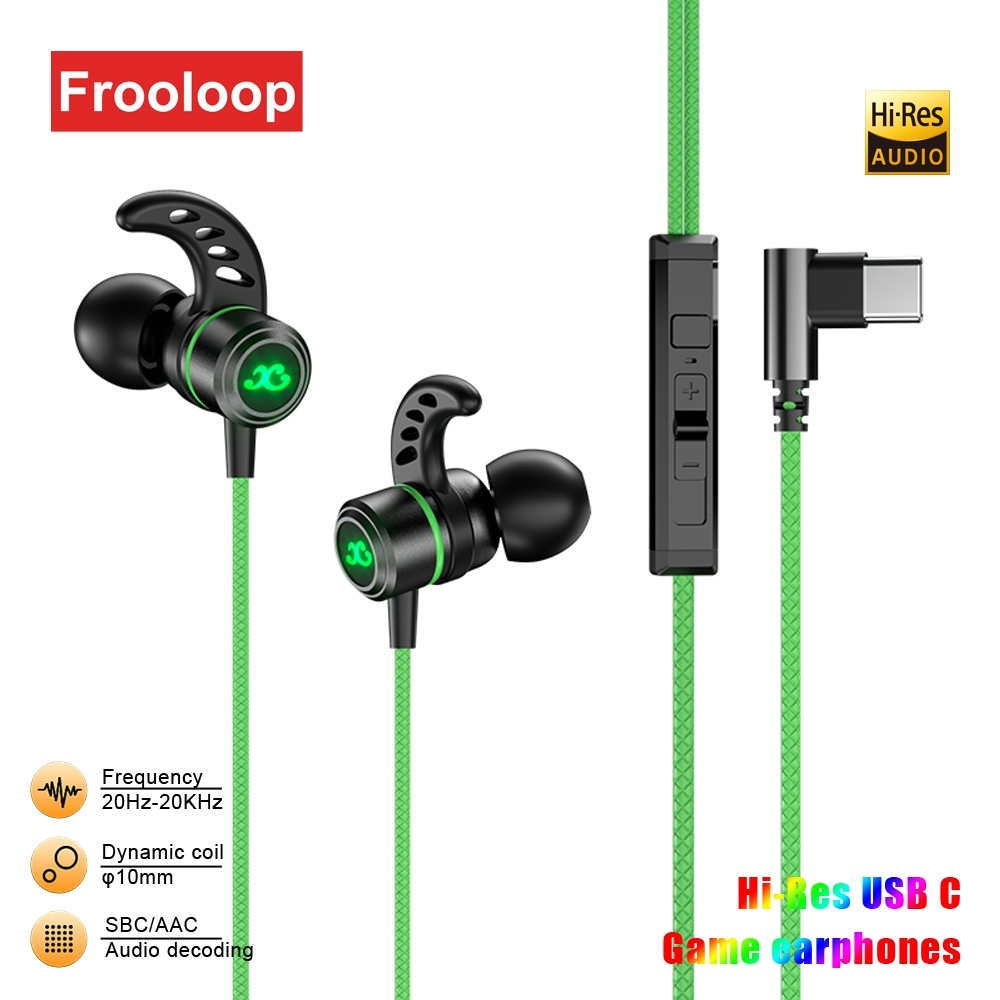 Usb Type C หูฟัง USB-C หูฟังสําหรับเล่นเกม DAC ถอดรหัสดิจิตอลสเตอริโอ HiFi LED เรืองแสงในหูหูฟัง PUB