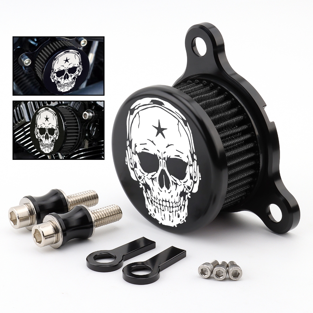 เหมาะสําหรับ Harley Sportsman XL883 1200 X48 ดัดแปลง Retro โปร่งใสกรองอากาศขนาดเล็กกรองอากาศอลูมิเนียม