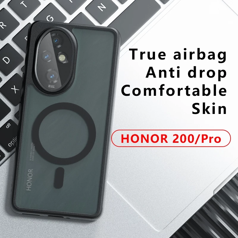 เคสแข็งแม่เหล็กโปร่งใสสําหรับ Huawei Honor 200 Pro 200Pro 5G PC ฝาครอบโทรศัพท์ปลอก