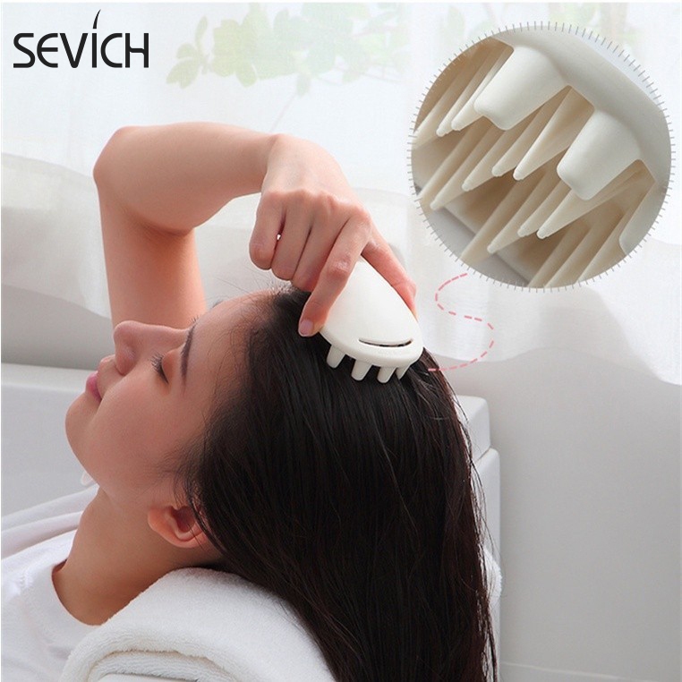 Sevich แปรงแชมพู แปรงนวดซิลิโคน ทําความสะอาดแปรงผมหนังศีรษะ