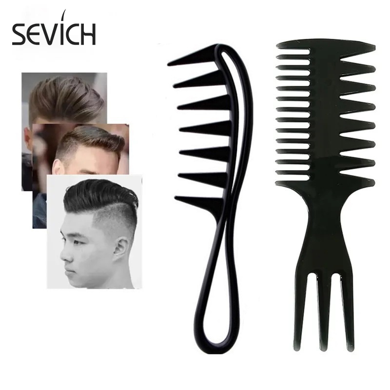 SEVICH เซวิช สองด้านฟันกว้างเนื้อหวีผมหยิกป้องกันไฟฟ้าสถิตย์ฉลามฟันกว้างหวีร้านทําผมจัดแต่งทรงผม