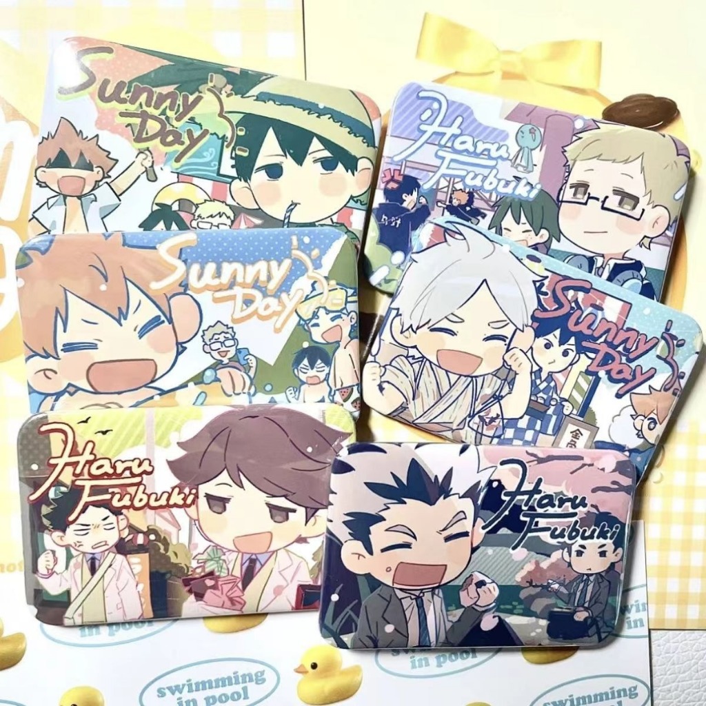 อะนิเมะ Haikyuu Kageyama Hinata น่ารักโต๊ะโลหะ Square Badge ปุ่มเข็มกลัด Pins คอสเพลย์คอลเลกชันของเล่นกระเป๋าตกแต่งของขวัญ