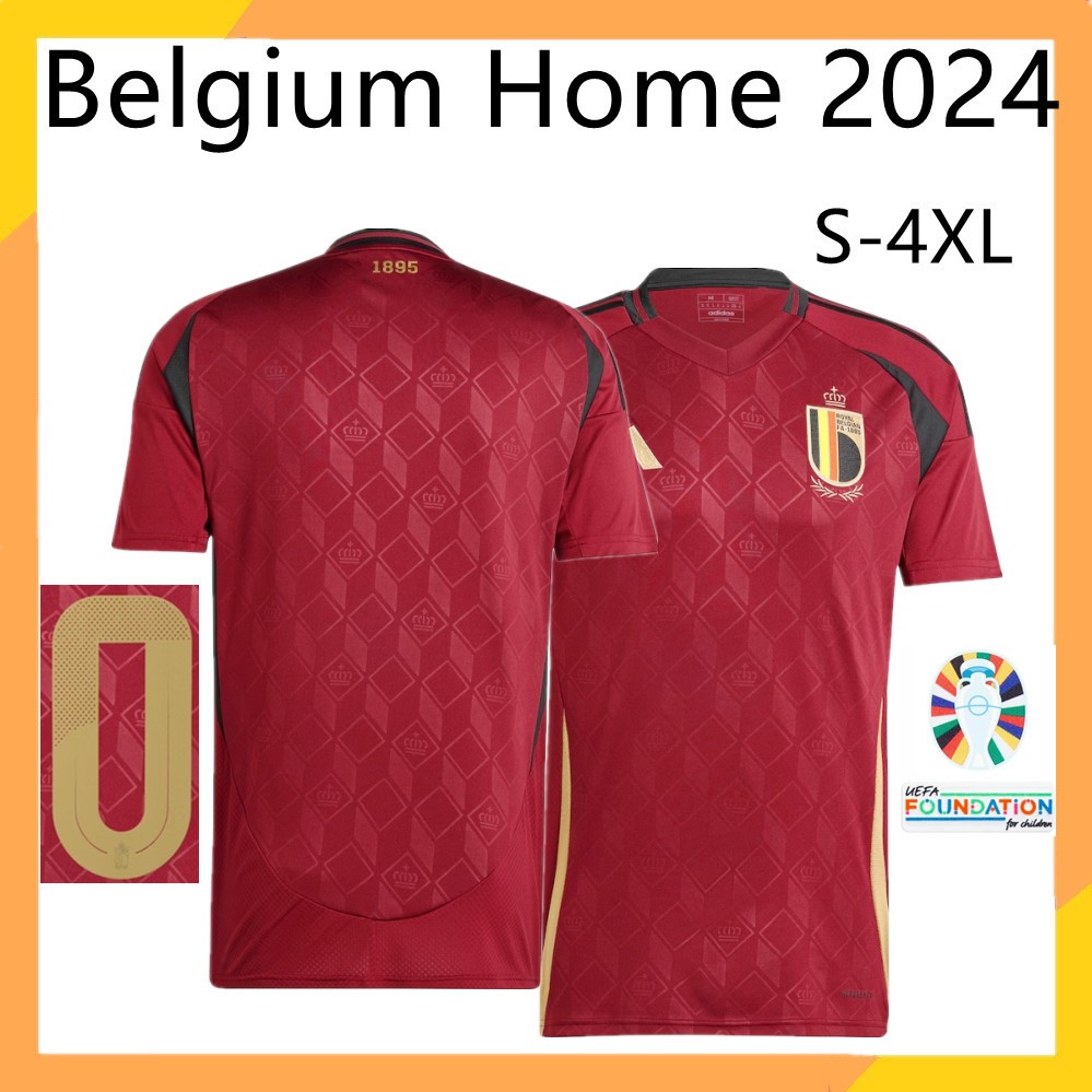 เสื้อกีฬาแขนสั้น ลายทีมชาติฟุตบอล Belgium Jersey Home 2024 ไซซ์ S-4XL สําหรับผู้ชาย