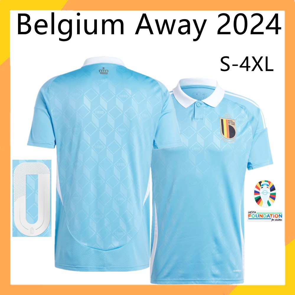 เสื้อกีฬาแขนสั้น ลายทีมชาติฟุตบอล Belgium Jersey Away 2024 ไซซ์ S - 4XL