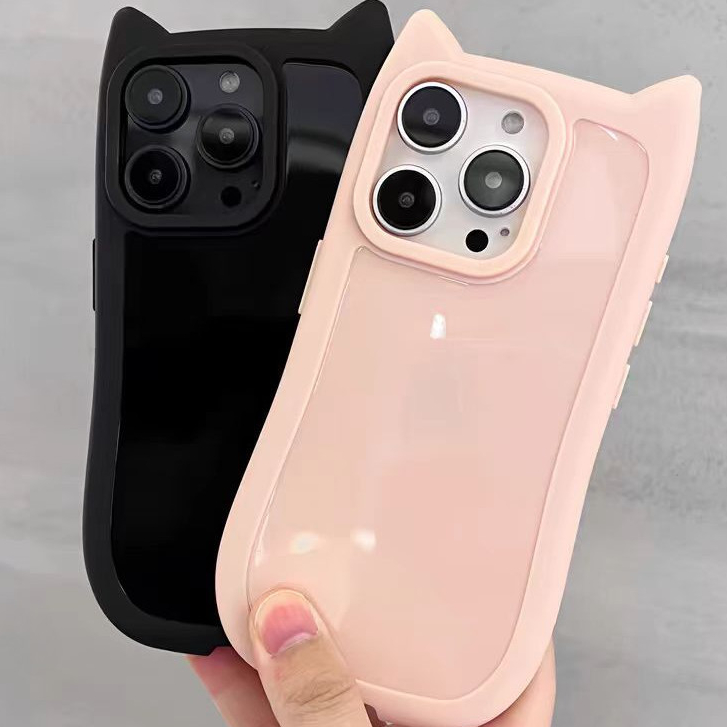Shock Proof และ Fall Proof Simple Cats Ears (นึ่งขนมปังรูปหูแมว) เคสแข็งรูปสําหรับ IPhone 11 12 13 14 15 PRO MAX 14 15 Plus