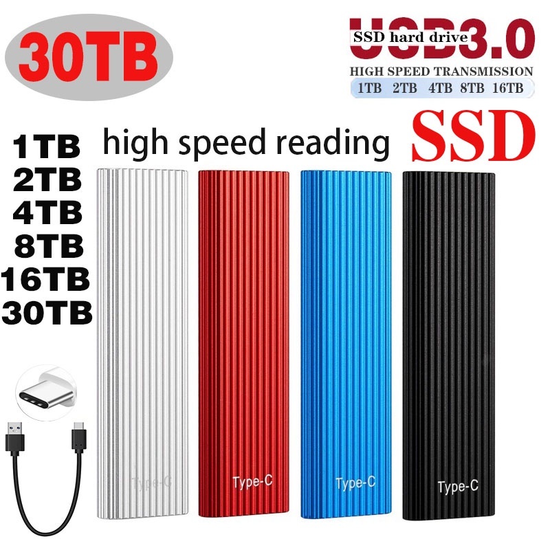 Ssd ฮาร์ดไดรฟ์ภายนอก 30TB/64TB 128TB USB3.0 ฮาร์ดดิสก์แบบพกพา 16TB ฮาร์ดไดรฟ์แบบพกพา 8TB ขยายฮาร์ดดิสก์ภายนอกแบบพกพา 2TB/4TB