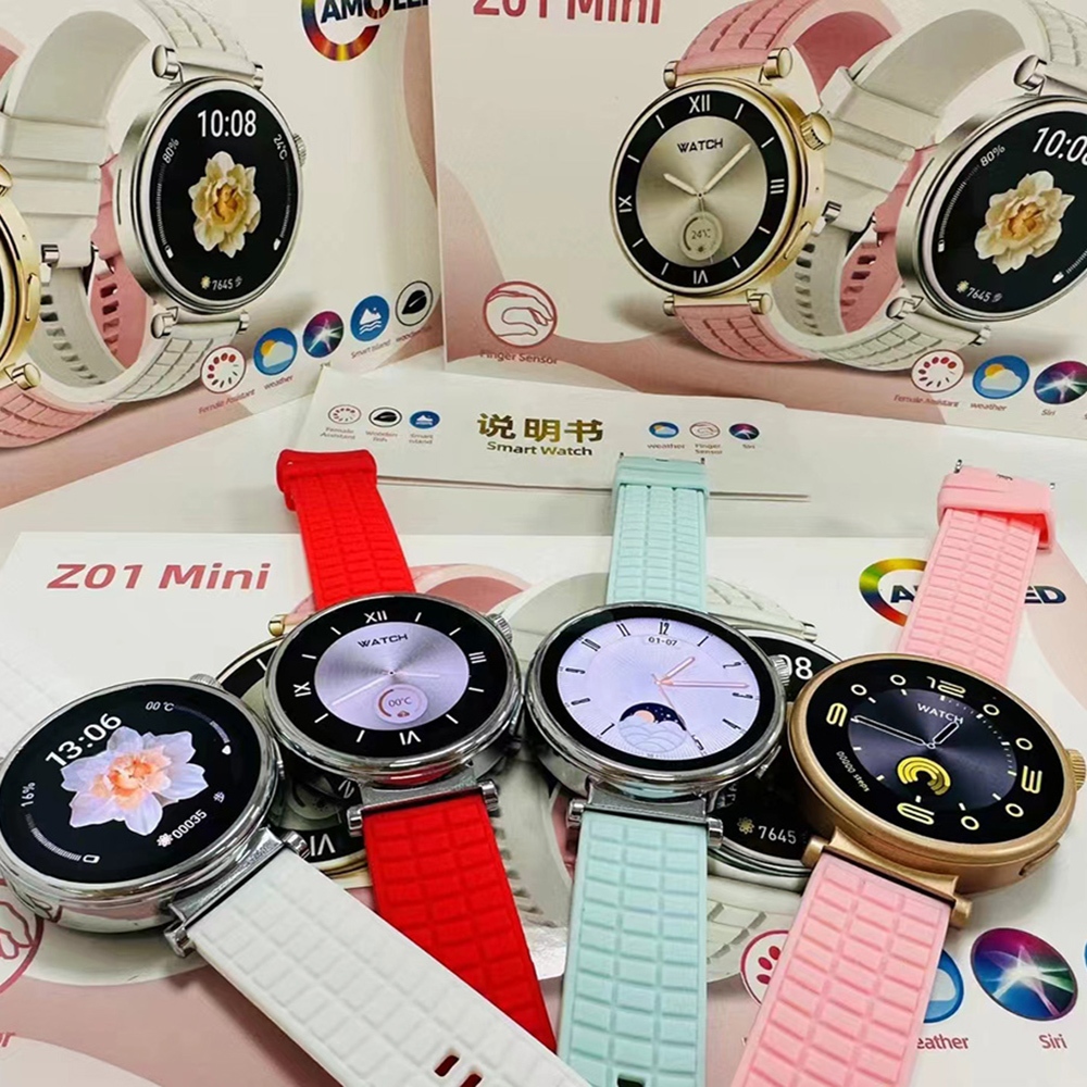 สมาร์ทวอท์ช 1.27 นิ้ว Amoled BT Call ผู้หญิงสุขภาพ Gesture ควบคุมกันน้ําแฟชั่น Smartwatch Z01 Mini ส