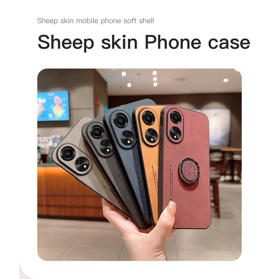 Oppo A54 A15 A16 A16K A17 A17K A38 A52 A93 A92 A57 A5S A3S A31 A9 2020 F9 F11 pro A58 A94 4G 5Gปลอกโลหะหมุนได้ 360 องศาปลอกแหวนหนังแกะ 360 องศา