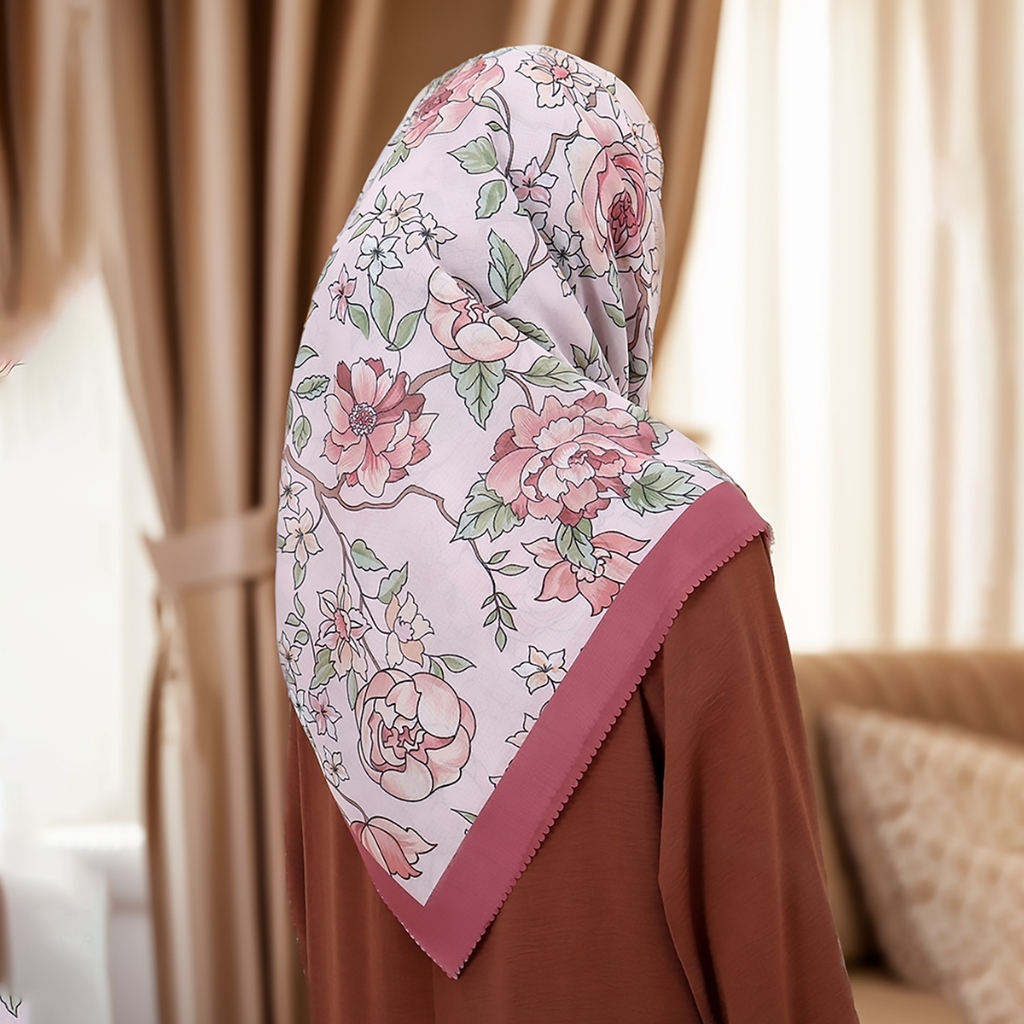 Laven พิมพ์สแควร์ Voile Bawal เลเซอร์ตัดดอกไม้พิมพ์ Bawal พรีเมี่ยมเหนียวผ้าพันคอมุสลิม Tudung Square ผ้าคลุมไหล่