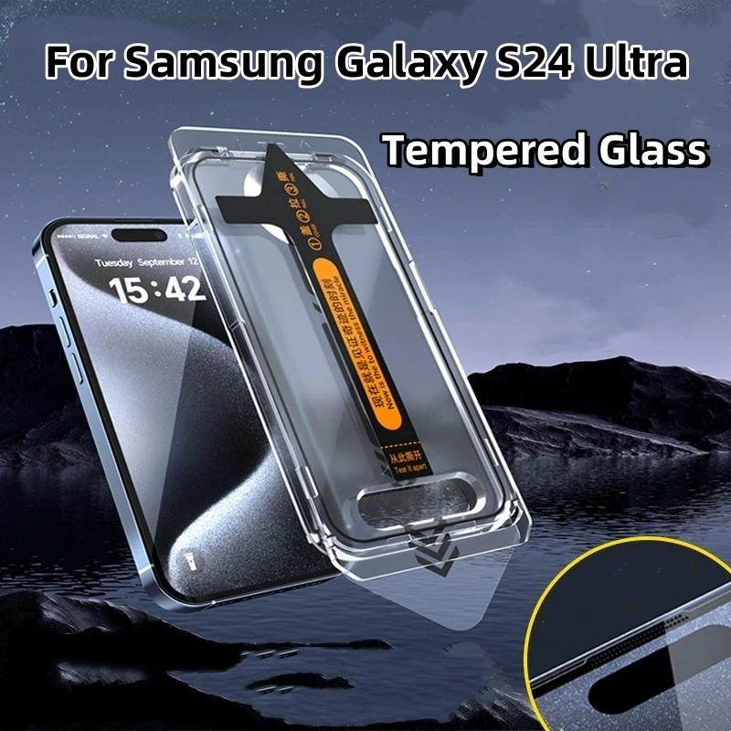 กระจกนิรภัยกันรอยหน้าจอ HD ติดตั้งง่าย สําหรับ Samsung Galaxy S23 Ultra S22 Ultra S24 Ultra