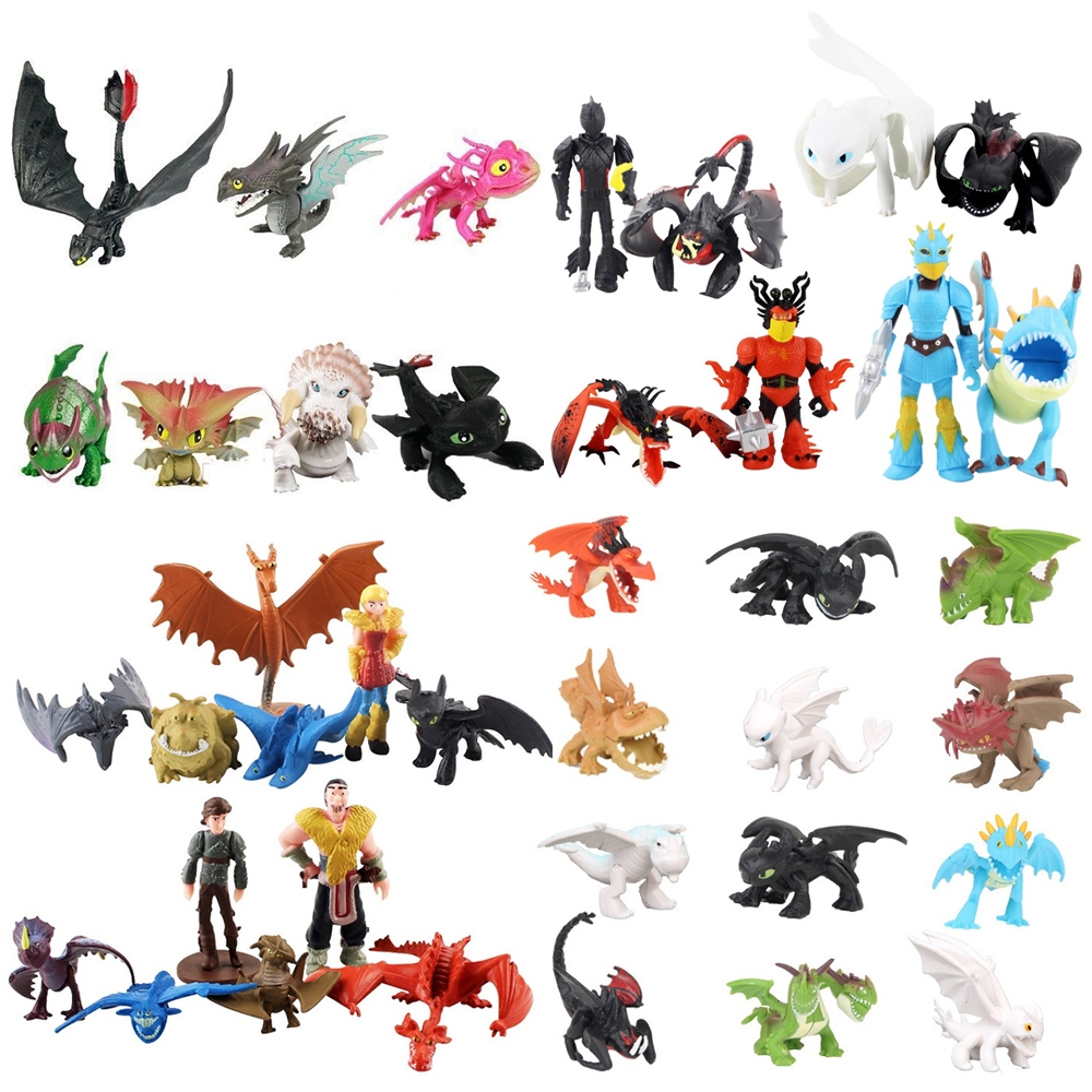 6 สไตล์ 8 ชิ้น/12 ชิ้น/เซ็ตอะนิเมะรูป Hiccup Light Fury Cloudjumper Toothless รุ่น Q Mini PVC ตัวเลขการกระทําตุ๊กตาของเล่น