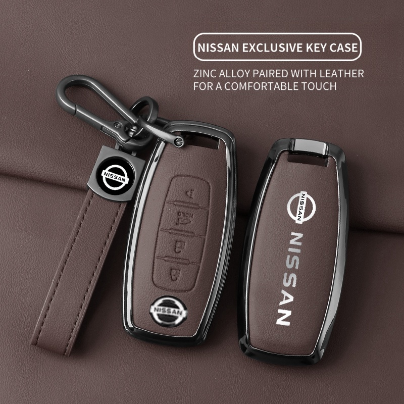 [หนังโลหะผสม]ฝาครอบกุญแจรถสําหรับ Nissan Sylphy TEANA QASHQAI X-TRAIL Almera Navara Serena การป้องกันแบบรวมทุกอย่างสามสี