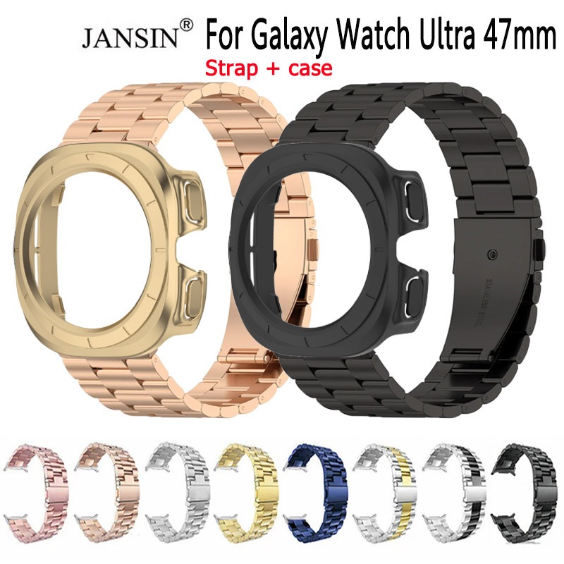 สายโลหะ + เคสสําหรับ Samsung Galaxy Watch Ultra 47 มม.สร้อยข้อมือ One Click สิ่งที่แนบมาสําหรับ Galaxy Watch Ultra 47 มม.คลาสสิก Band