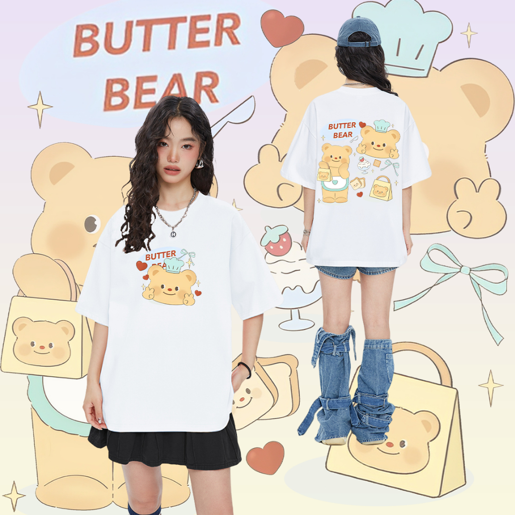 เสื้อ Butterbear Butter bear T-shirt ผ้าCotton 100% ใส่ได้ ทั้ง ชาย ใส่สบาย ไม่หด ไม่ย้