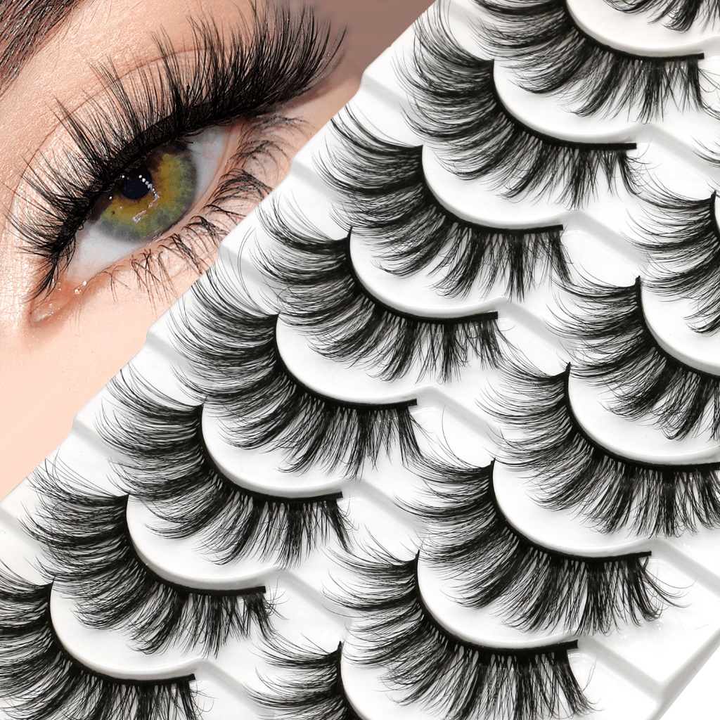 Groinneya Cat Eye ขนตา Faux Mink Lashes ธรรมชาติดู Wispy Fluffy Handmade มังงะขนตาสบายและน้ําหนักเบา Lashes Strips แต่งหน้า