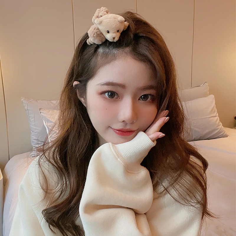 หมีน้อยน่ารักโลภคลิปฤดูใบไม้ร่วงและฤดูหนาวผู้หญิงตุ๊กตาผมโลภฉลามคลิปกิ๊บสั้นด้านหลังหัวกิ๊บกลางเครื่องประดับผม เขา