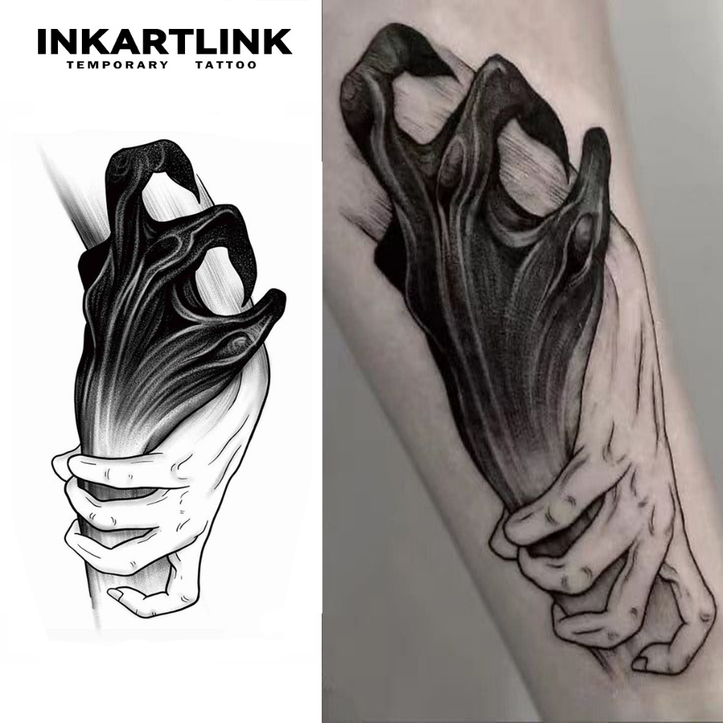 Inkartlink รอยสักกึ่งถาวร กันน้ํา ติดทนนาน ชั่วคราว สติ๊กเกอร์รอยสักปลอมวิเศษ รอยสักศิลปะ มือปีศาจ 14cm8cm