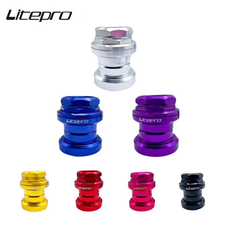 Litepro จักรยานพับ 1-1/8 ชุดหูฟัง 34 มม.แบริ่งปิดผนึกอลูมิเนียมส้อมด้านหน้าในตัวหลอดตรงชามสําหรับ Brompton