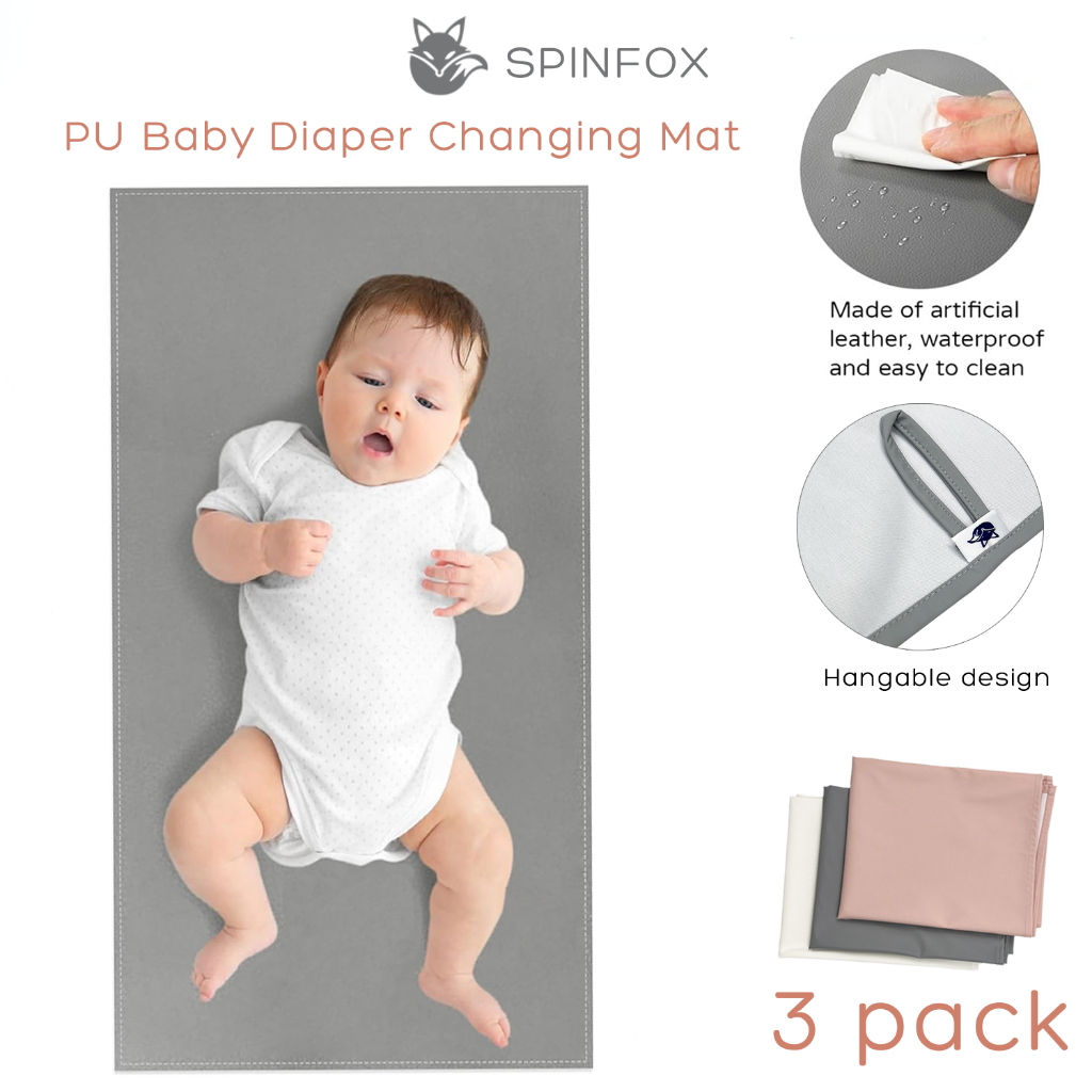 Spinfox 50*80 ซม.3 ชิ้น/เซ็ต Soft PU กันน้ําล้างทําความสะอาดได้แผ่นรองเปลี่ยนผ้าอ้อมเด็ก