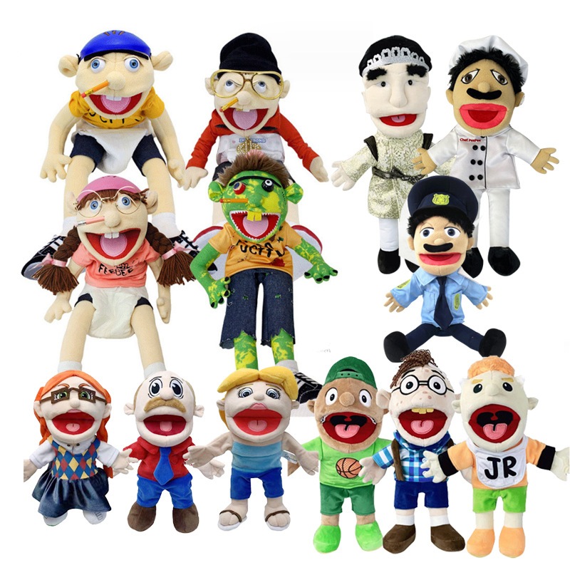 Soft Jeffy Puppet ของเล่นตุ๊กตาหุ่นน่ารักปากทํางานสําหรับโชว์โรงละครงานเลี้ยงวันเกิด mueadauph