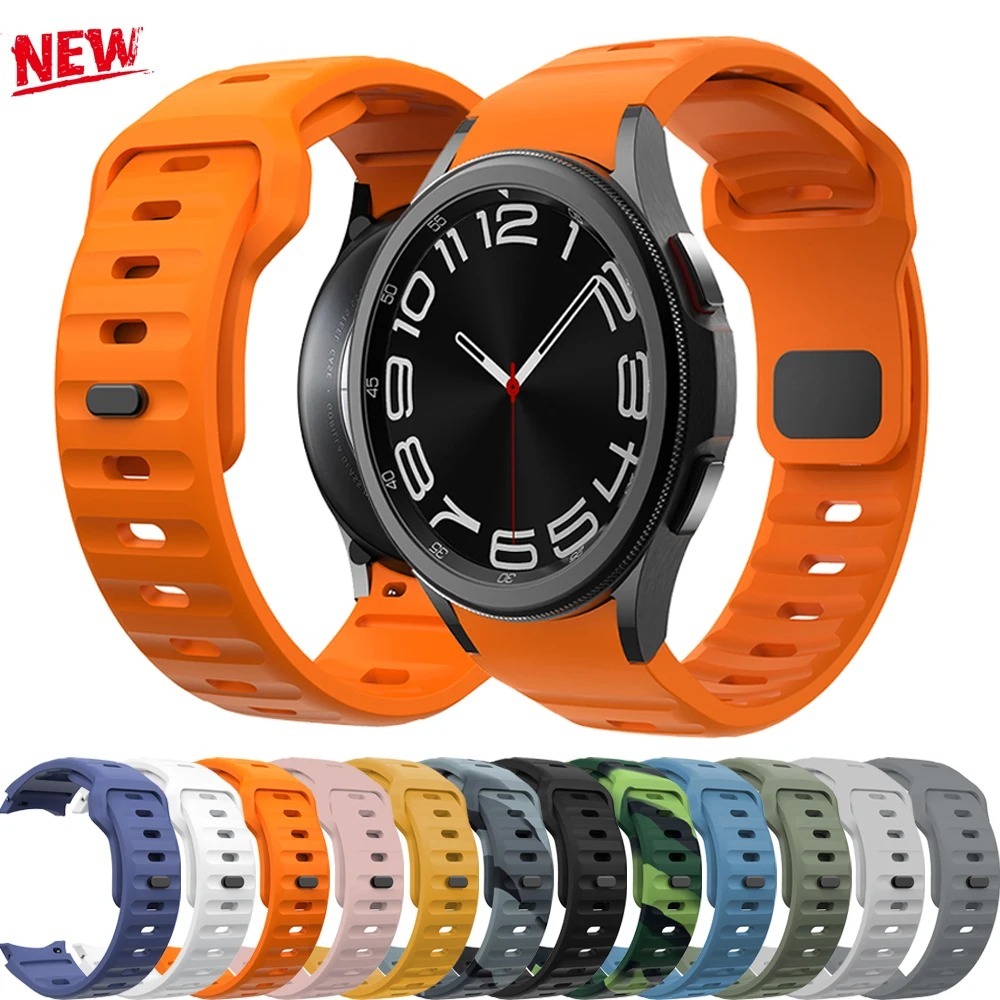 สายนาฬิกาข้อมือซิลิโคน ลายดอกไม้ ไม่มีช่องว่าง สําหรับ Samsung Galaxy Watch 6 5 4 40 44 มม. 5Pro 45 มม. Watch 6 Classic 43 มม. 47 มม. 46 มม.