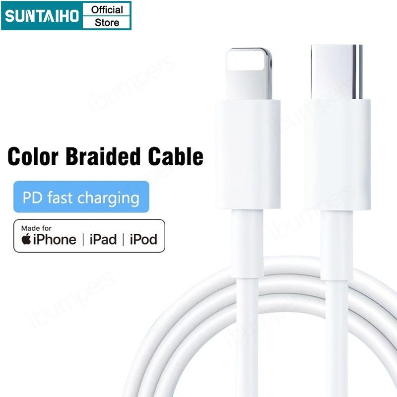 Suntaiho คุณภาพสูง Fast สายชาร ์ จ 20W สายชาร ์ จ Type C Fo Iphone 15 14 13 12 11 Pro Max 13Mini 14 Plus XR X XS Lightning Cable