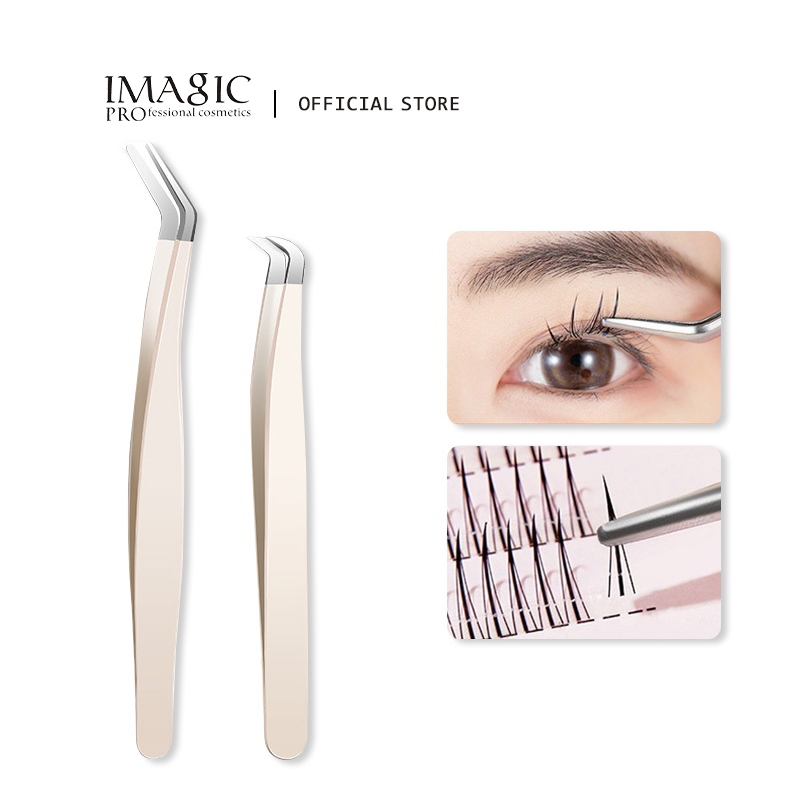 Imagic แหนบหัวกลม 3 แบบ เครื่องมือขนตาปลอม เครื่องมือแต่งหน้า ต่อกิ่ง