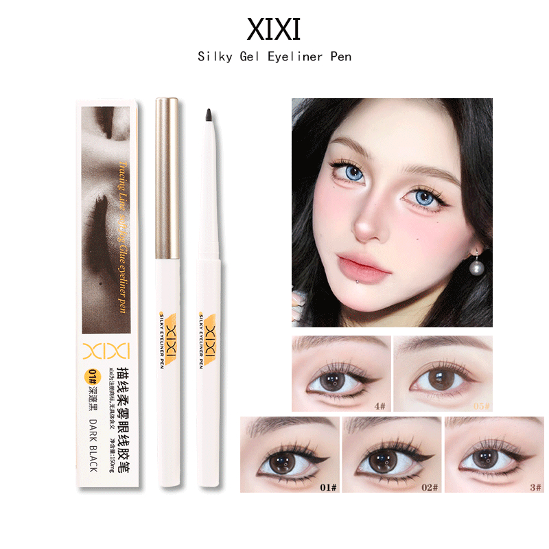ปากกาเขียนขอบตาเจล XIXI 150 มก. กันน้ำ กันเหงื่อ ยาวนาน สีสดใส เรียบลื่น หัวกลมเล็ก สีน้ำตาล D816