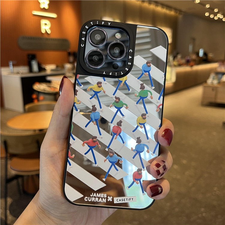 Casetify กระจกปลอก Crowd zebra crossing สําหรับ iPhone 11 12 13 14 15 16 Pro Max X XR XSMAX 7 8 SE2020 เคสโทรศัพท์กันกระแทก Full Protector ฝาครอบ