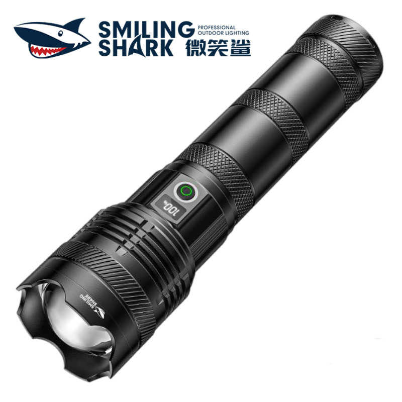 Smiling Shark SD7147 ไฟ LED สว่าง ไฟฉาย M77 12000LM ไฟแรง Type-C ชาร์จ 8 โหมดแบตเตอรี่ความจุสูง ทนทานสุดๆ กลางแจ้ง แคมป์ปิ้ง ตกปลา คืน